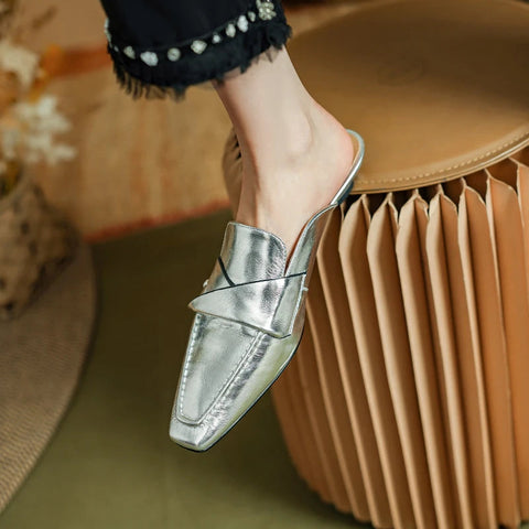 Muller Hausschuhe Frauen Pumps Karree Echtes Leder Hausschuhe Frühling Sommer Concise Casual Arbeits Schuhe Frau Neue Ankunft 