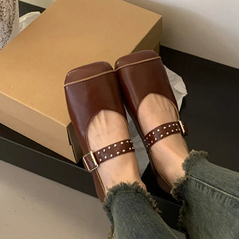 Ballet Dance Flats Women Loafer Shoes Square Toe Dress Shallow Soft Shoes 2024 Fashion Cozy Designer Spring Casual Femme Shoes