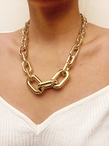 Collar de cadena gruesa con clip de papel 