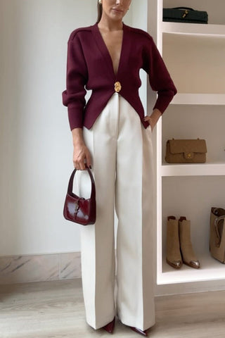 Cárdigan tipo suéter con cuello en V y botones de Meridress Chic