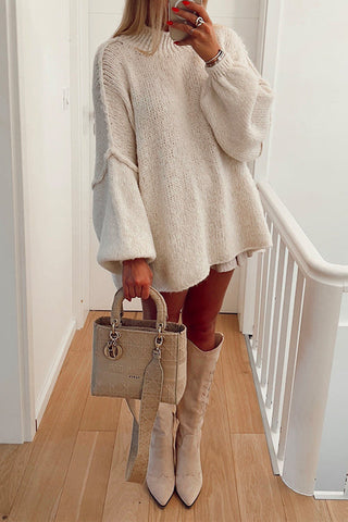 Suéter casual liso con hombros caídos de Meridress