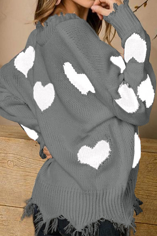 Lässiger Pullover mit V-Ausschnitt und Quastenkontrast 