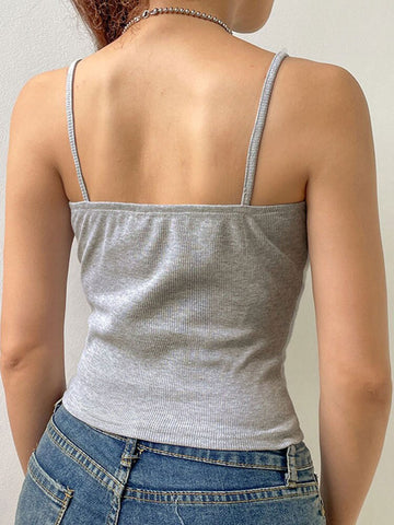 Y2k Bow Strick Crop Top Spitze V-Ausschnitt Mini Weste Damen Niedlich Basic Camis Harajuku Grau Sweats Chic Ästhetisches Koreanisches T-Shirt 