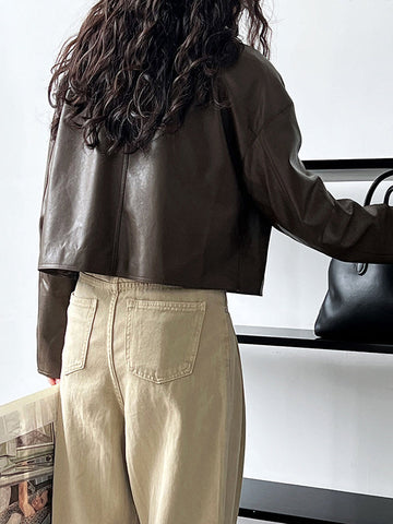 Lange Ärmel, locker, einfarbig, Reißverschluss, Reverskragen, Jacken und Mäntel, Oberbekleidung 