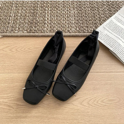 Designer Women Ballet Flats Fashion Elegant Shallow Cross Strap Footwear 2024 Spring Ladies Comfort Soft Sole Ballerina Shoes
