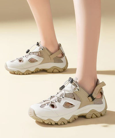 Lässige rote Plateausandalen mit ausgehöhltem, atmungsaktivem Mesh 