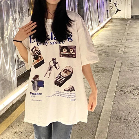 Camiseta Harajuku de algodón retro de los 90 