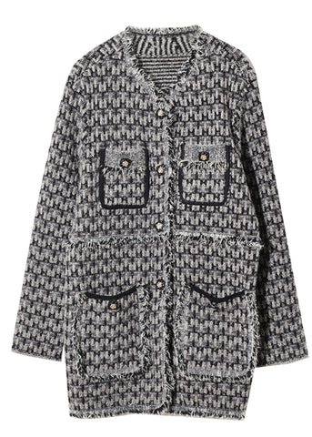 Abrigos bohemios de algodón a cuadros con borlas negras para primavera 