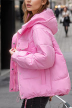 Cropped Insulated Cargo Puffer Jacket