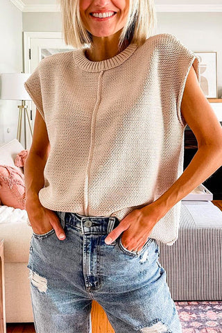 Suéter tipo jersey con cuello redondo y mangas cortas de Meridress