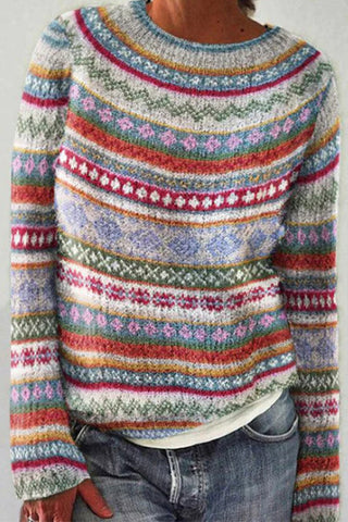 Suéter de punto grueso con cuello redondo y vibrantes colores arcoíris de Meridress (en 4 diseños)