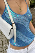 Color Block Sequin Tie Sexy Cami Top