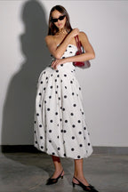 Polka Dot Bandeau Bodycon Maxi Dress