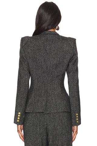 Metal Button Flapped Blazer &  High Waist Pants Set
