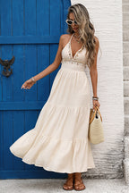 Halter Tassel Solid Long Boho Dress