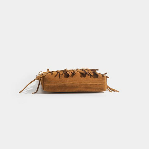 Bolso bandolera marrón con flecos de vaquero occidental 
