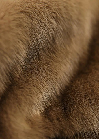 Plus Size Beige V-Ausschnitt Nerzhaarmäntel Langarm 