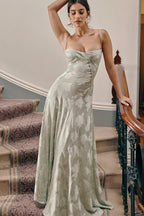 Lined Jacquard Satin Cami Maxi Dress