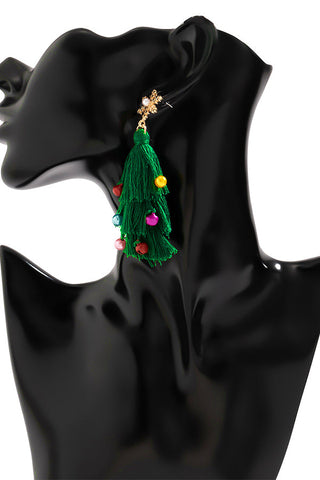 Böhmische leichte Weihnachtsbaum-Quastenperlenohrringe 