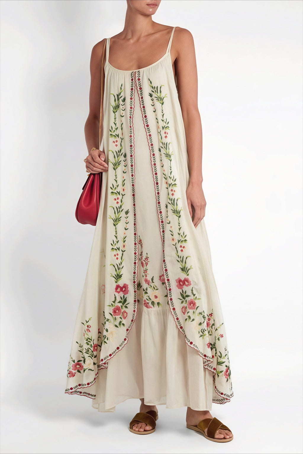 Print Tube Cami Flowy Hem Maxi Dress