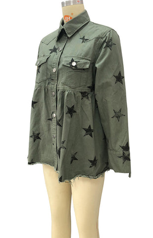 Chaqueta vaquera holgada de longitud media para mujer 