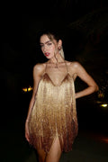 Sexy Tassel Patchwork Backless Vacation Mini Dress