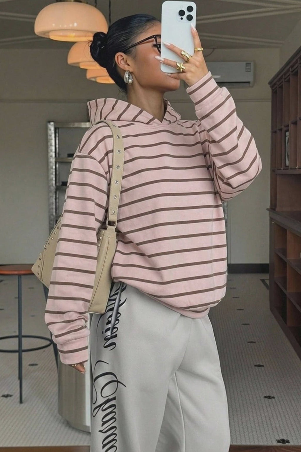Striped Colorblock Pullover Hoodie