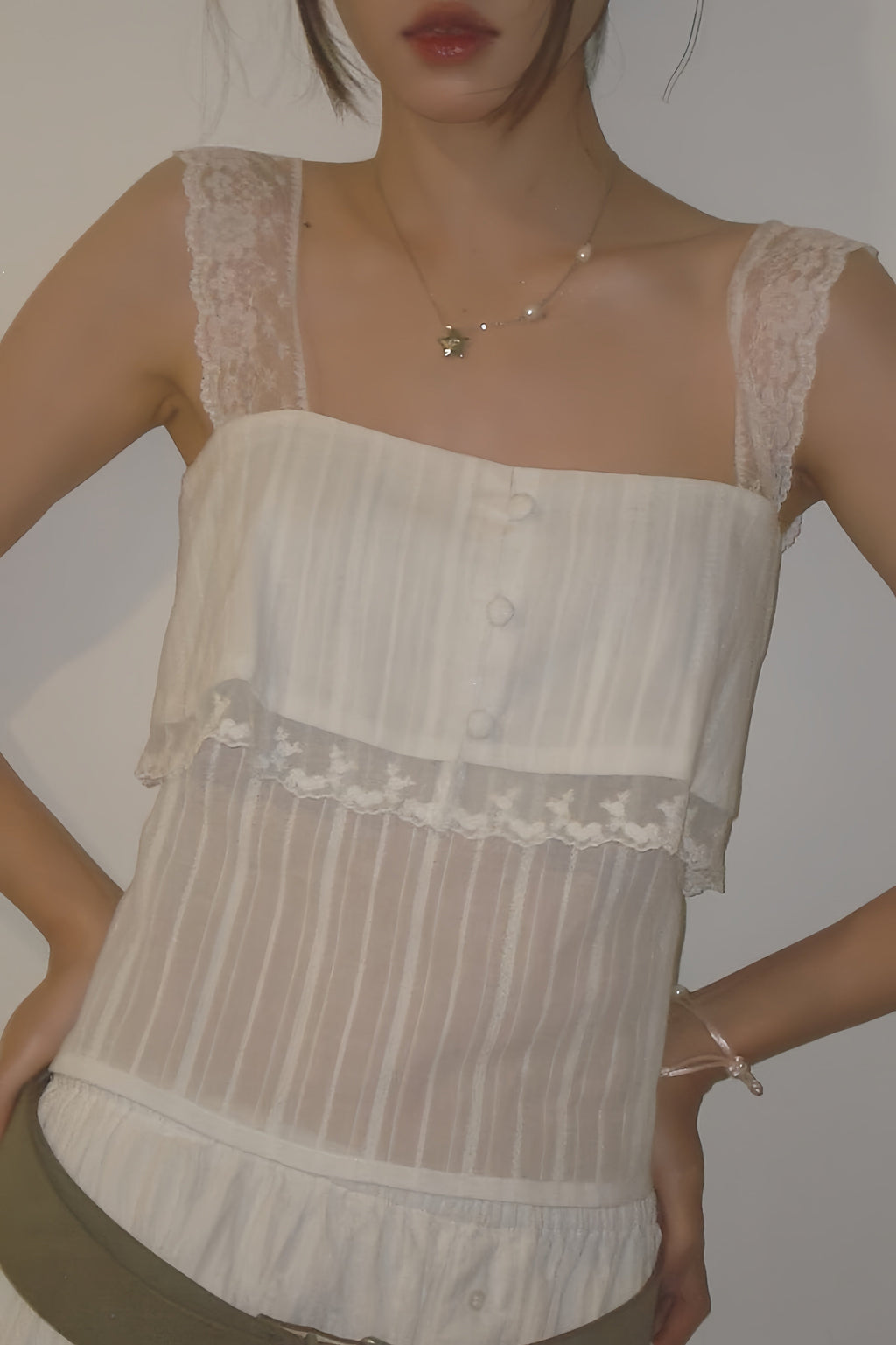 Sheer Square Neck Slim Crop Tank Top