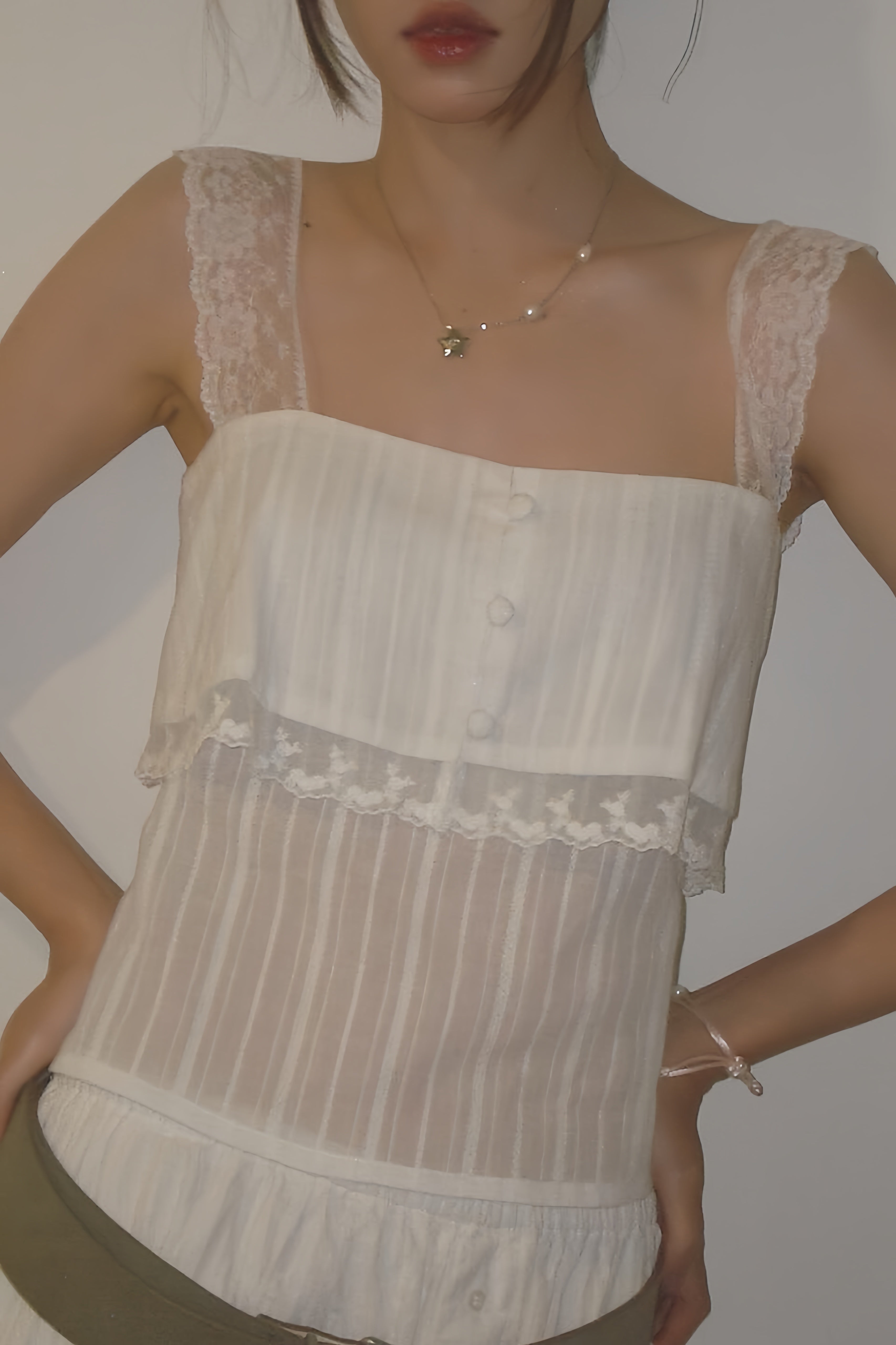 Sheer Square Neck Slim Crop Tank Top