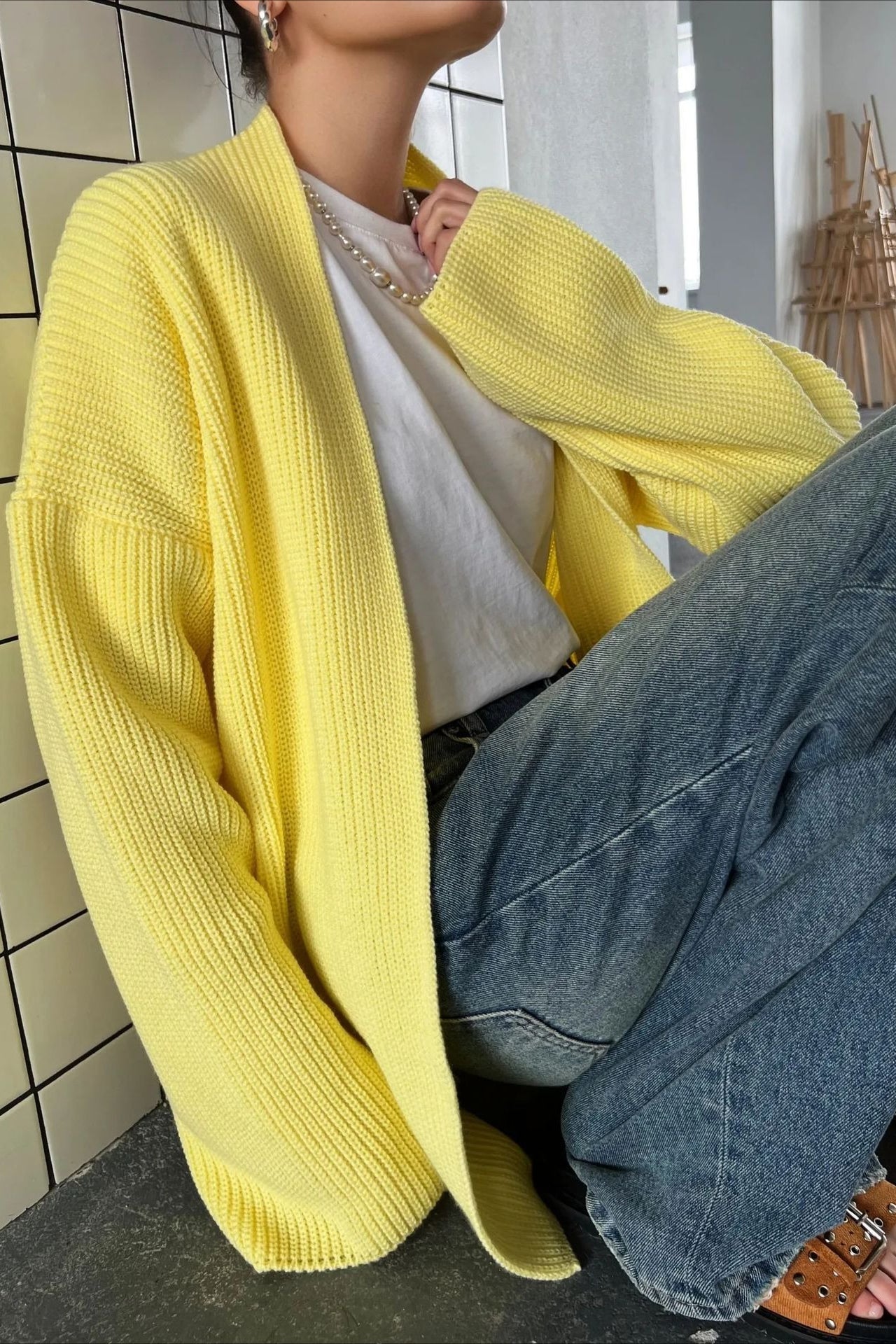 Relaxed Cozy Tie Waist Knit Cardigan