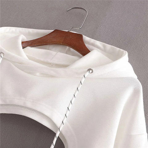 Sudadera con capucha súper corta y sexy de verano para mujer, sudadera con cordón de manga larga y pecho abierto, Tops fáciles de usar, ropa para mujer 
