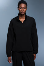 Athletic Half-Zip Solid Loose Sweatshirt