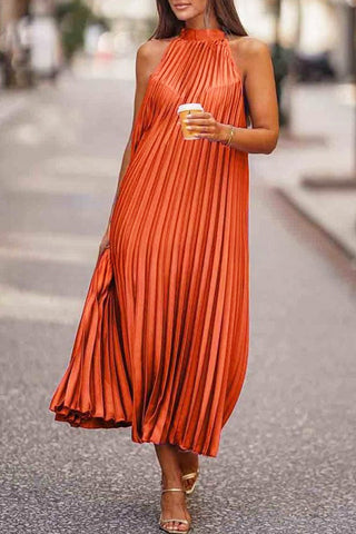 Vestido midi holgado de corte A plisado "Llévame allí" 