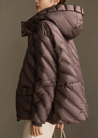 Lose Kaffee Kapuze Reißverschluss Kordelzug Ente Daunenmäntel Winter 