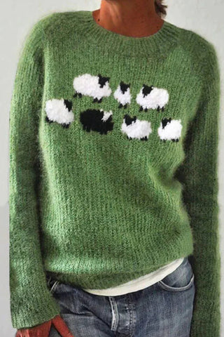 Suéter Meridress con cuello redondo y estampado animal (en 2 colores)