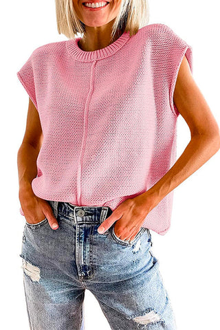 Suéter tipo jersey con cuello redondo y mangas cortas de Meridress