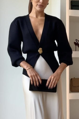 Cárdigan tipo suéter con cuello en V y botones de Meridress
