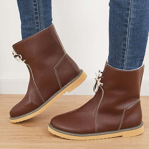Warme, mit Baumwolle gefütterte Schneestiefeletten mit breiter Weite, flache Stiefeletten 