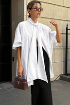 Stand Collar Tie White Elegant Blouse