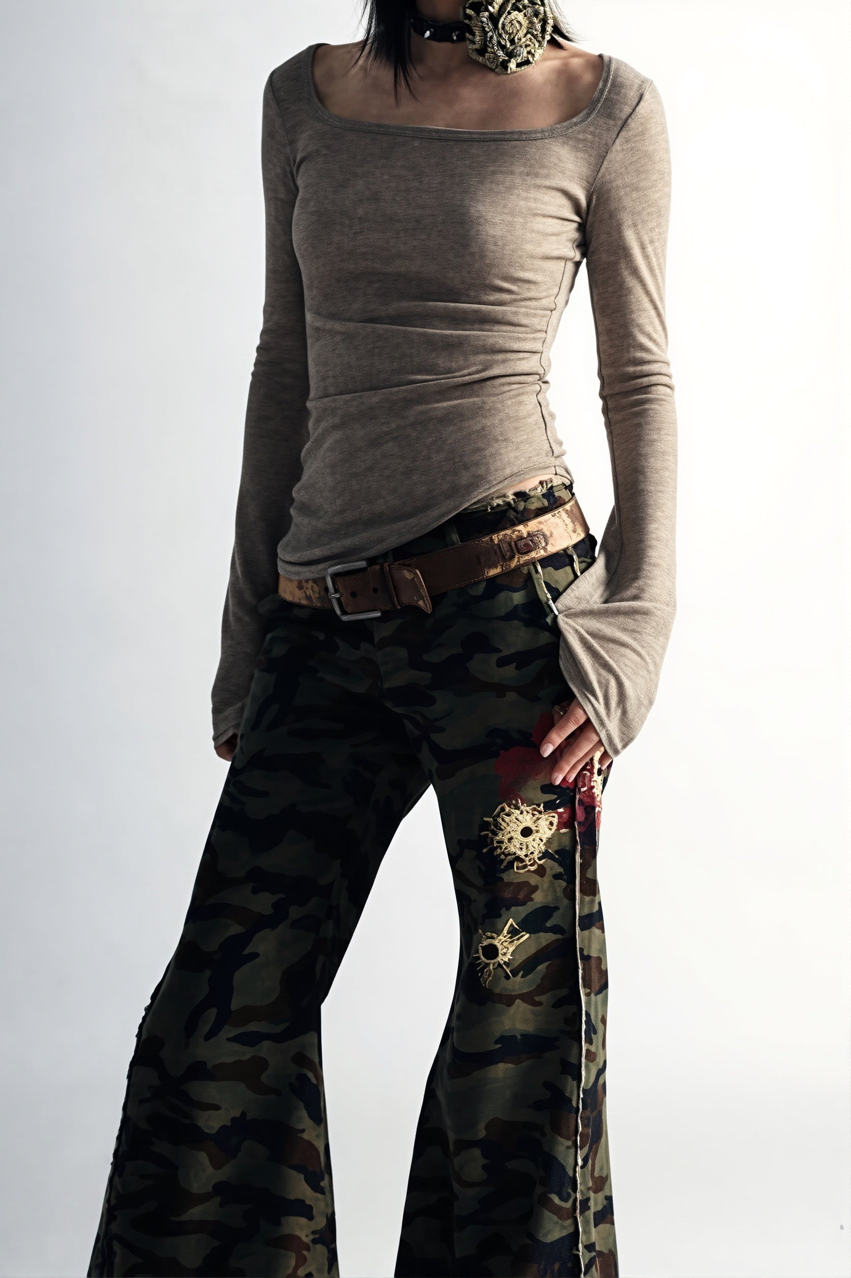 Y2K Grunge Printed Slim Short Sleeve T-shirt