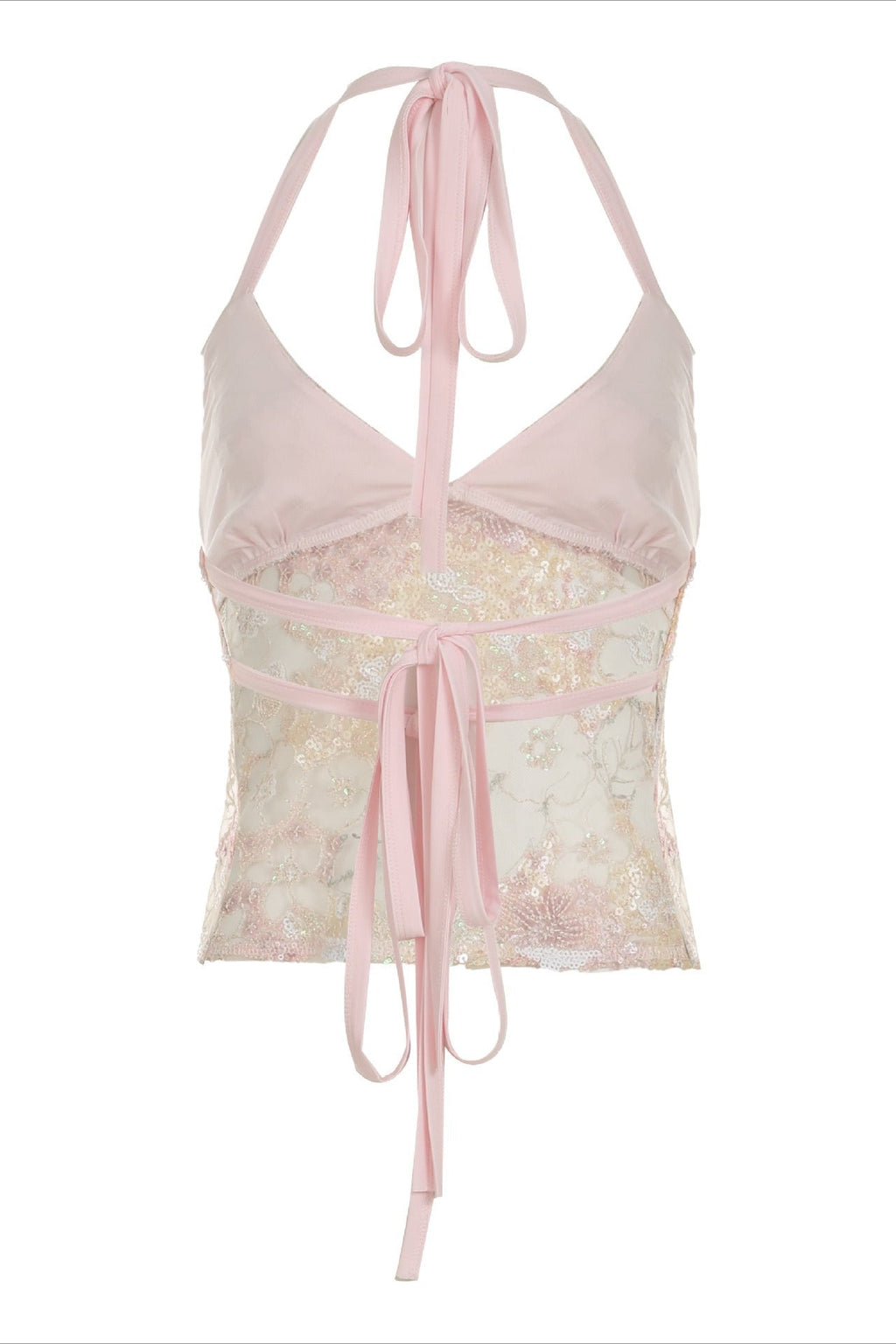 Sweet Hot Sheer Sequin Lace Halter Top