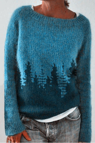 Suéter de punto Meridress con cuello redondo y estampado de árbol (en 2 colores)