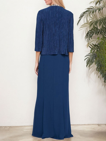 Vestido de dos piezas con efecto metalizado y chaqueta