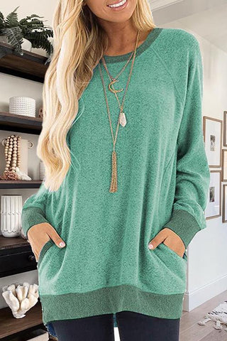 Meridress Lässiges Patchwork-Sweatshirt mit Tasche