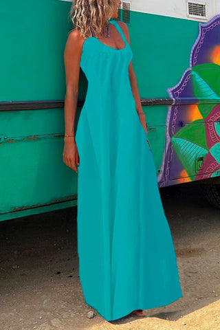 Vestido largo de tirantes finos con espalda descubierta y estampado cruzado de Meridress