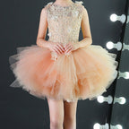 Sommer-Kommunionkleid für Mädchen, ärmellos, Paillettenstickerei, Schleppe, Prinzessinnenkleid 