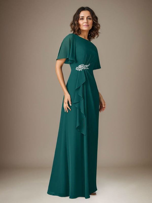 Vestido de gasa con cuentas en azul marino oscuro