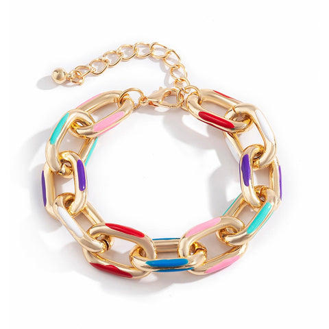 Regenbogen-Gliederarmband und Halskette 