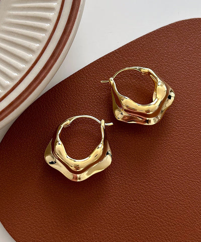 Pendientes de aro de cobre dorado de moda 
