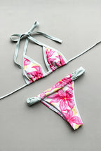 Printed Nylon Triangle Bikini Set